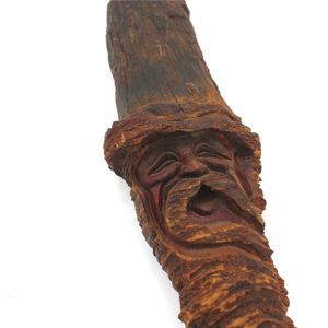 Vintage Hand Carved Wood Bearded Wizard Wall Hanger Sculpture 13" Signed Rocky